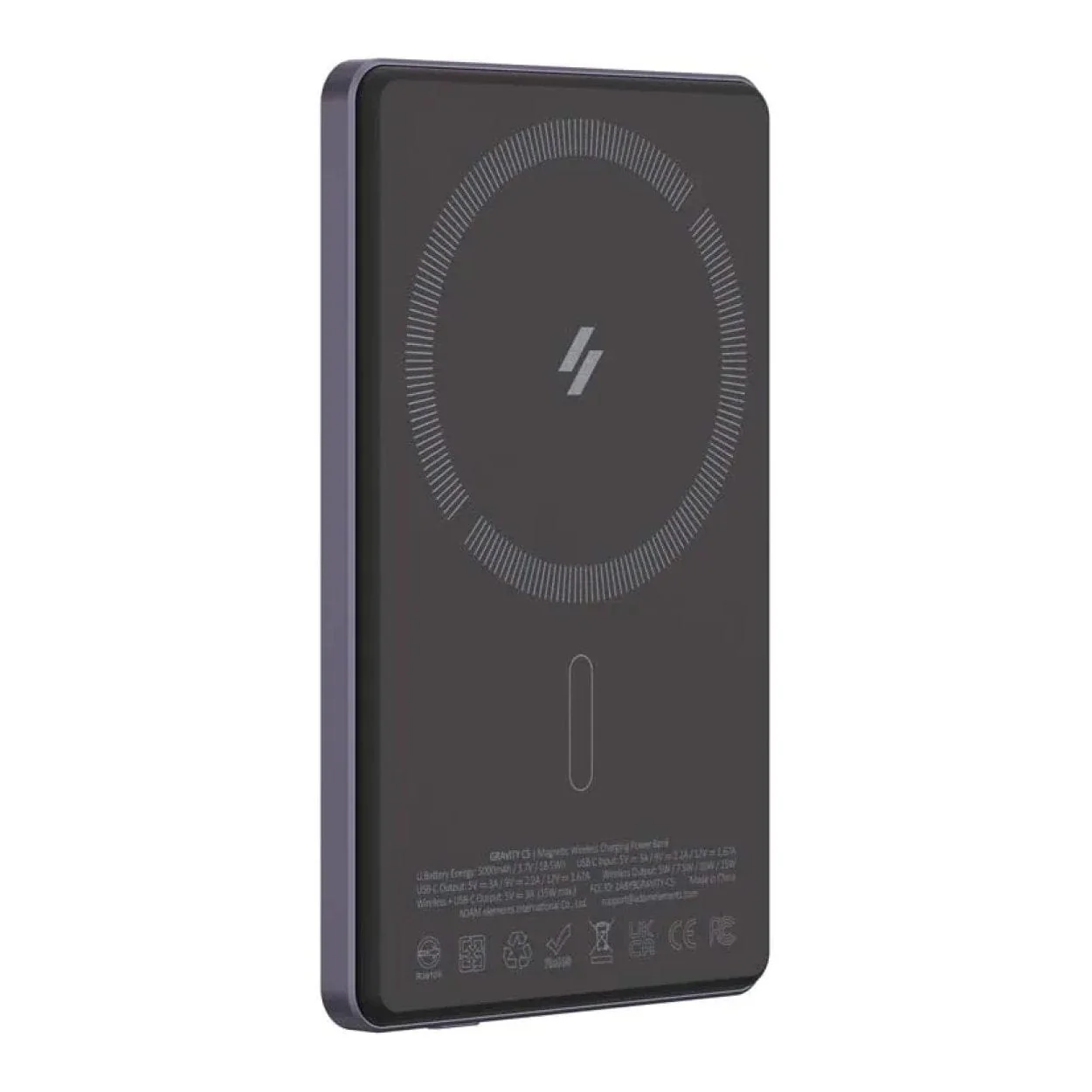 Adam Elements GRAVITY C5 5000mAh Wireless Ultra Slim Power Bank Purple APBADGVC5PP - Image 2