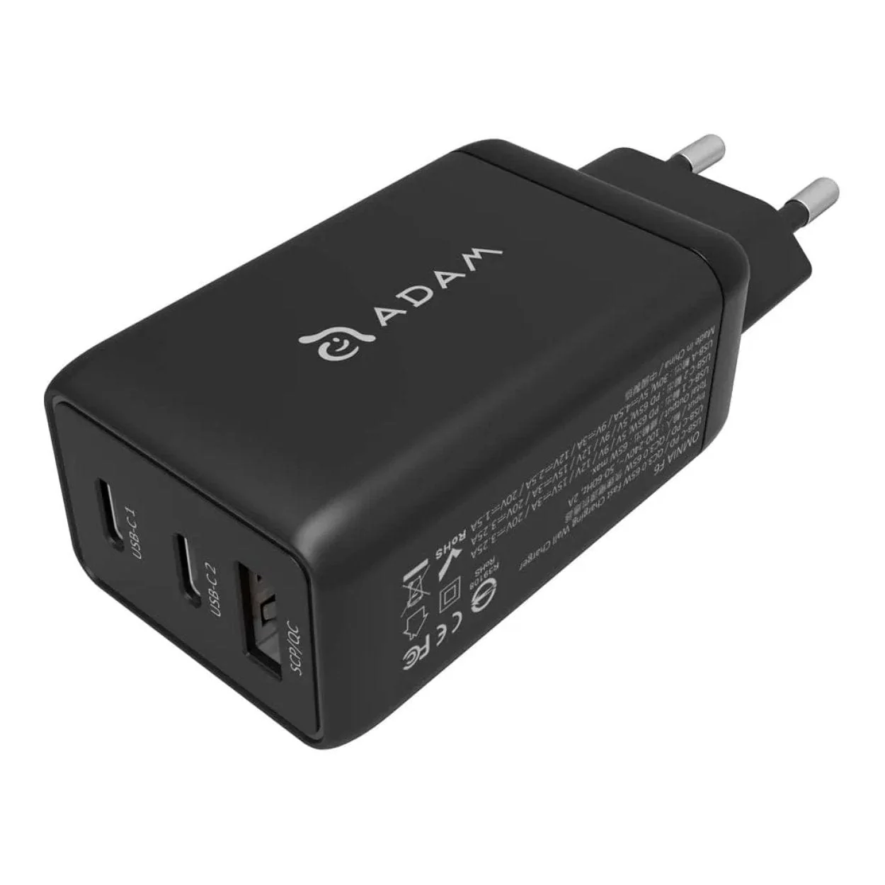 Adam Elements OMNIA F6 3-in-1 65W Wall Charger with Type-C Cable 2m Black APAADF6EUBK - Image 3