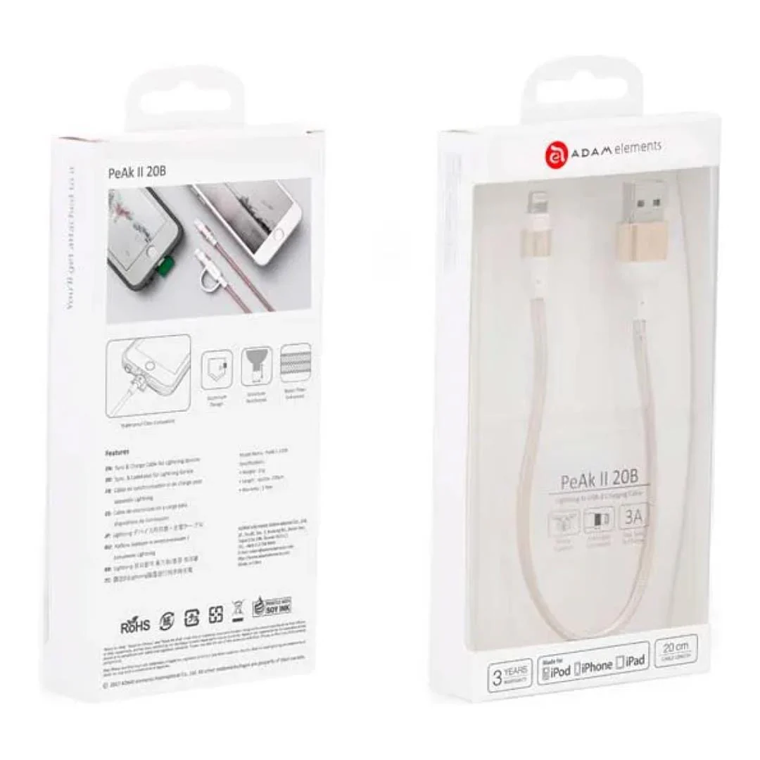 Adam Elements PeAk II Type-A to Lightning Braided Cable 20cm Gold ACBAD20MBFRPGD