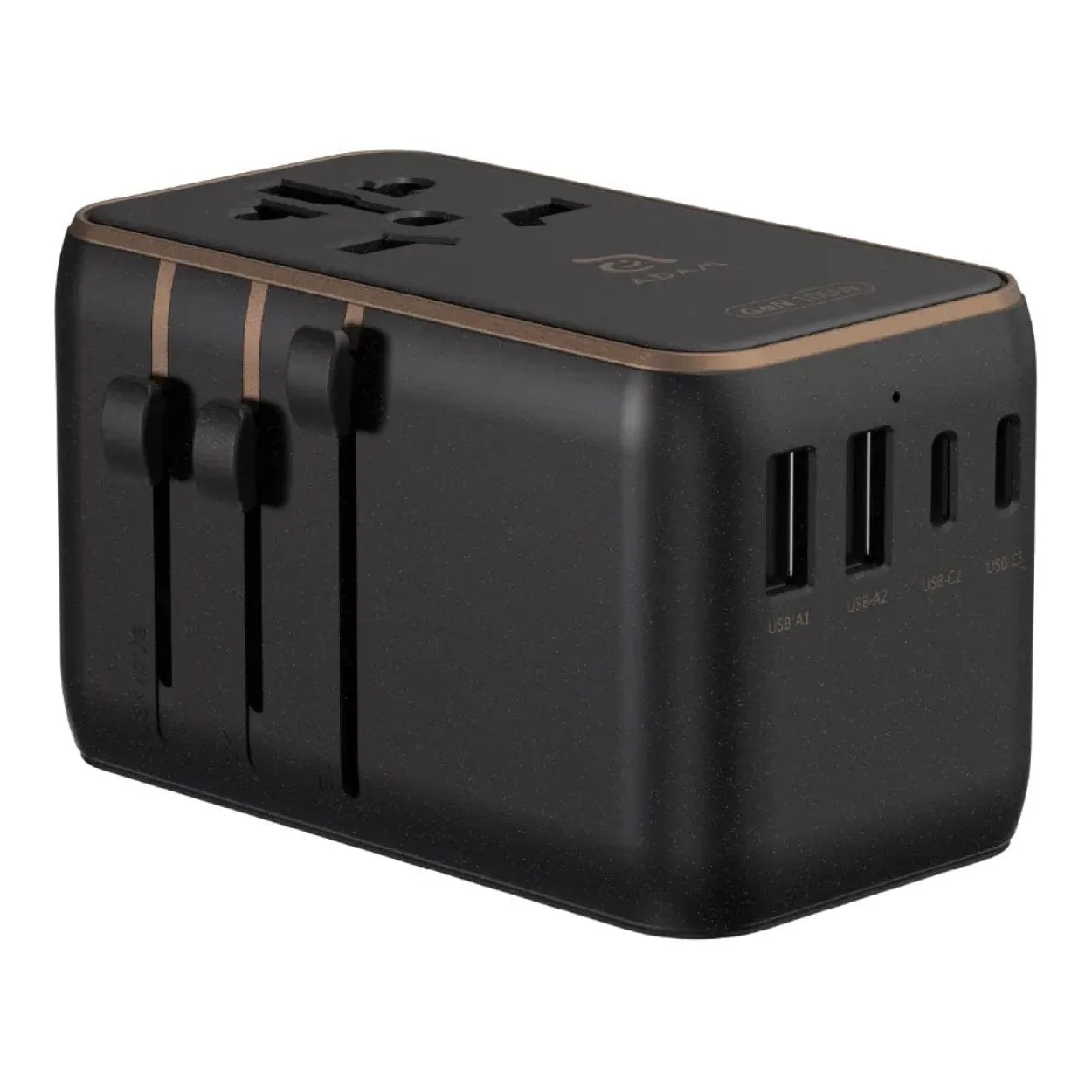 Adam Elements T100L 100W Universal Travel Adapter with Built-In Type-C Cable Black APAADT100LBK - Image 3