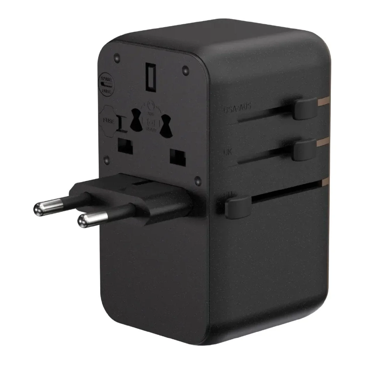 Adam Elements T100L 100W Universal Travel Adapter with Built-In Type-C Cable Black APAADT100LBK - Image 5