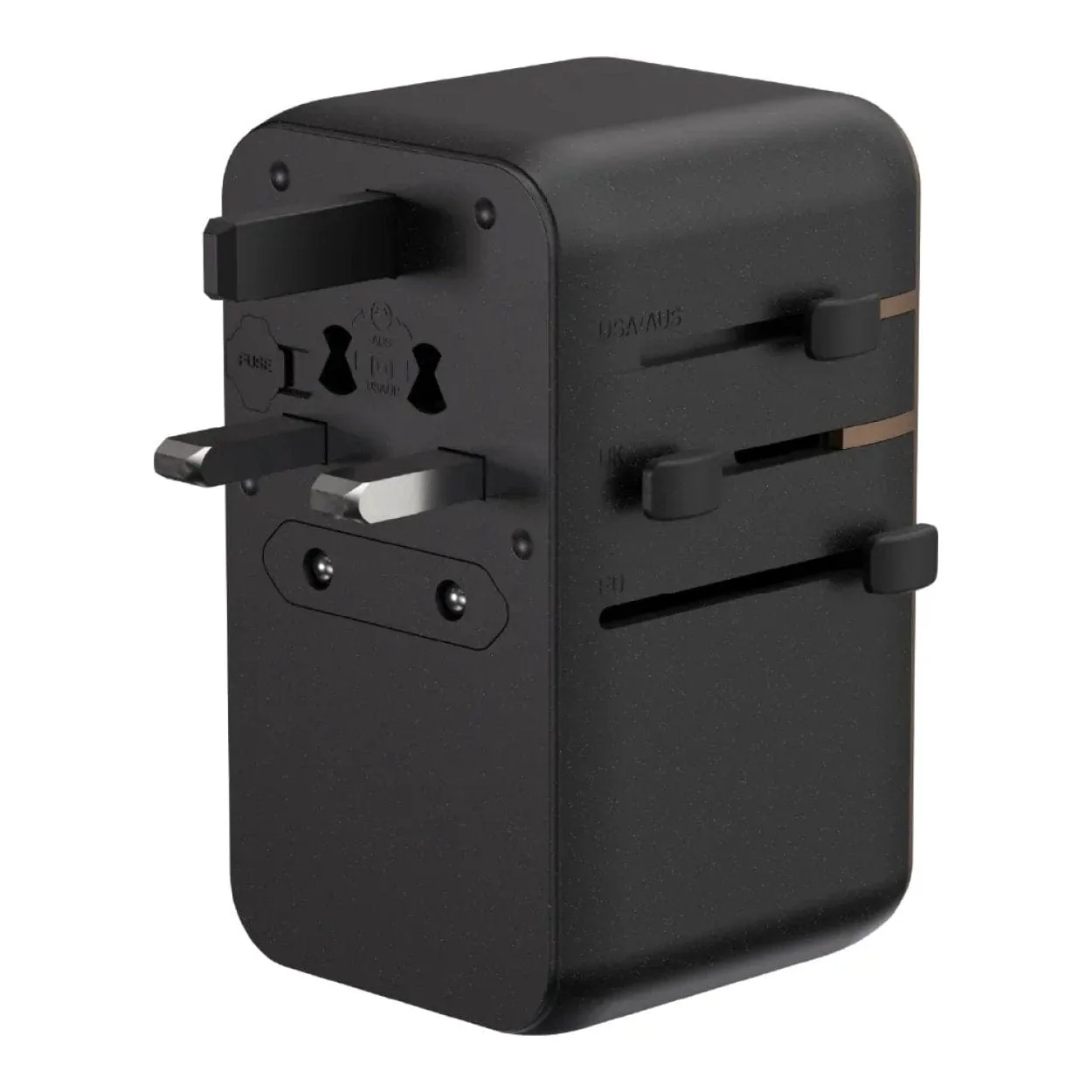 Adam Elements T100L 100W Universal Travel Adapter with Built-In Type-C Cable Black APAADT100LBK - Image 6