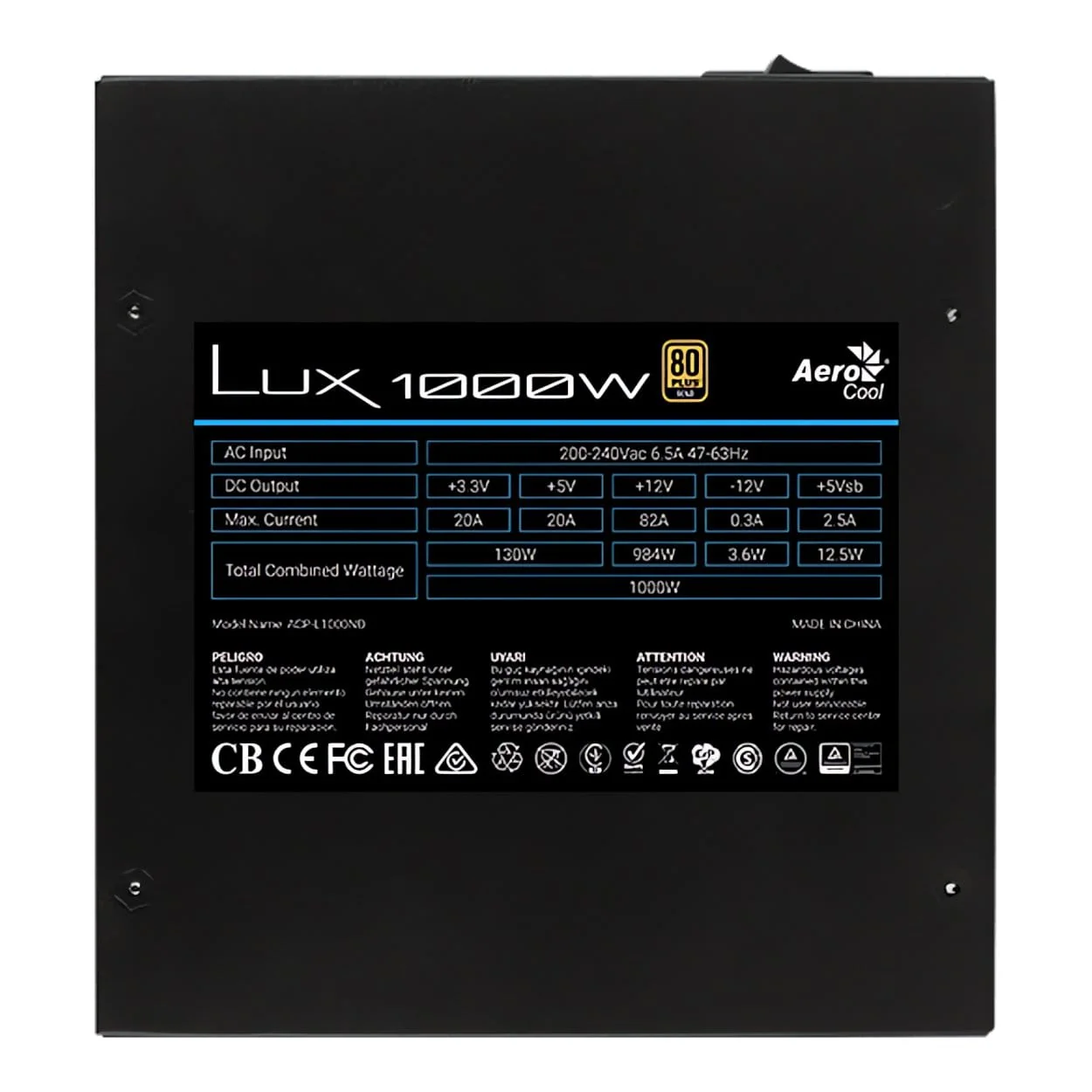 Aerocool LUX Gold 1000W Non-Modular ATX Power Supply Unit ACPG-LDK0AEC.11 - Image 5