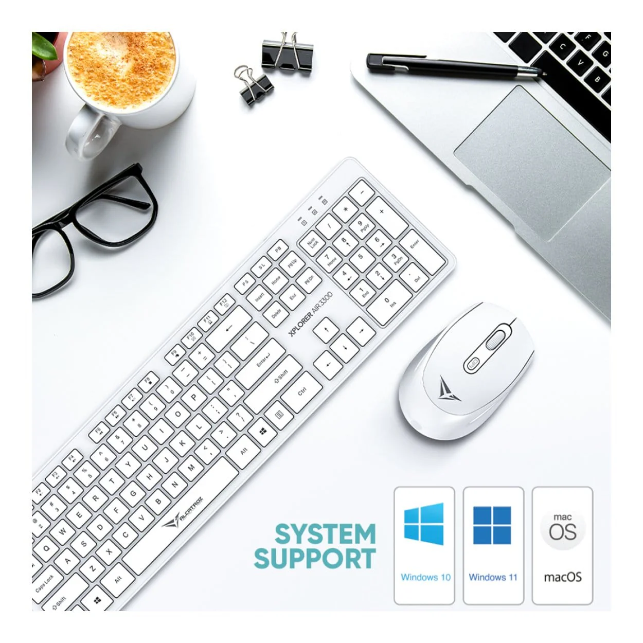 Alcatroz Xplorer Air 3300 Wireless Keyboard and Mouse Combo White XPLORERAIR3300WHT - Image 6