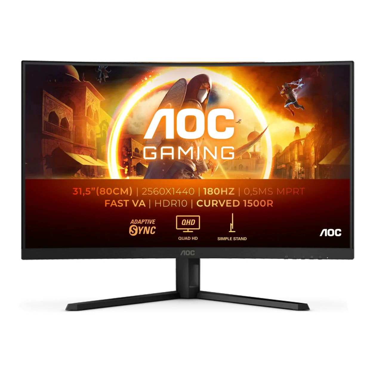 AOC CQ32G4VE 31.5-inch 2560 x 1440p QHD 16:9 180hz 0.5ms LED VA Curved Gaming Monitor - Image 2