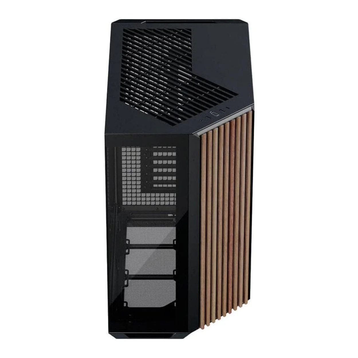APNX V1 Dual-Chamber Mid-Tower ATX Gaming PC Case - Black/Wood APCM-VI01103.11 - Image 2