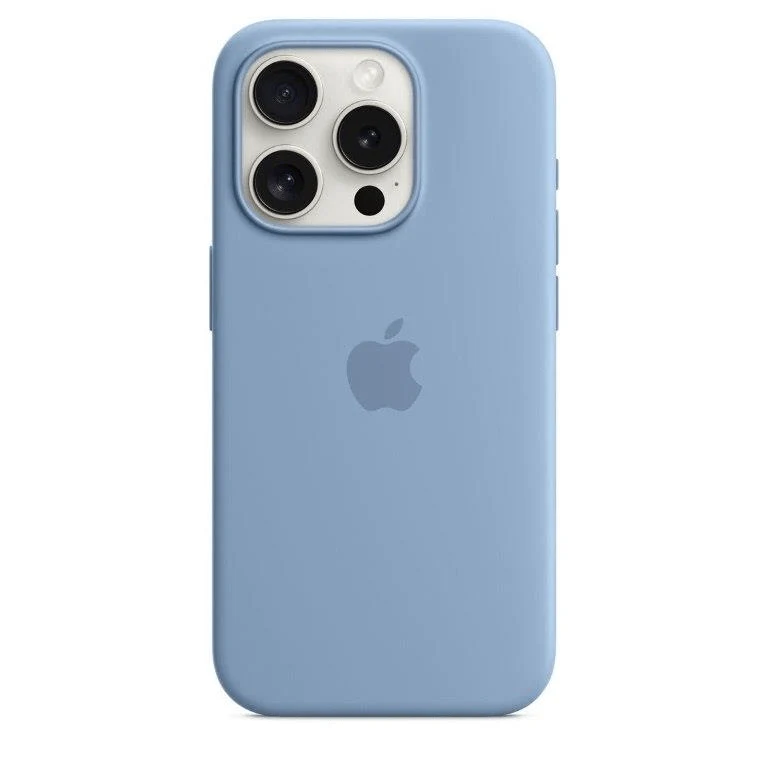 Apple iPhone 15 Pro Winter Blue Silicone Case with MagSafe Support