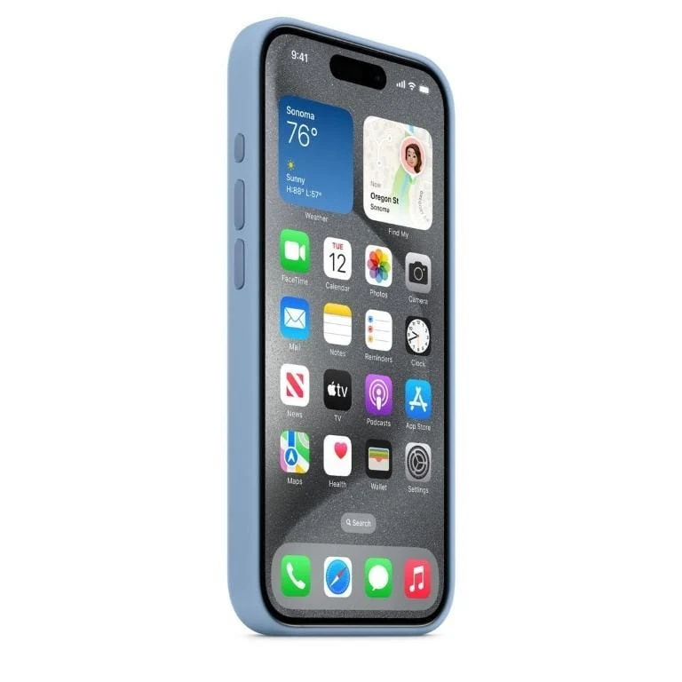 Apple iPhone 15 Pro Winter Blue Silicone Case with MagSafe Support - Image 3