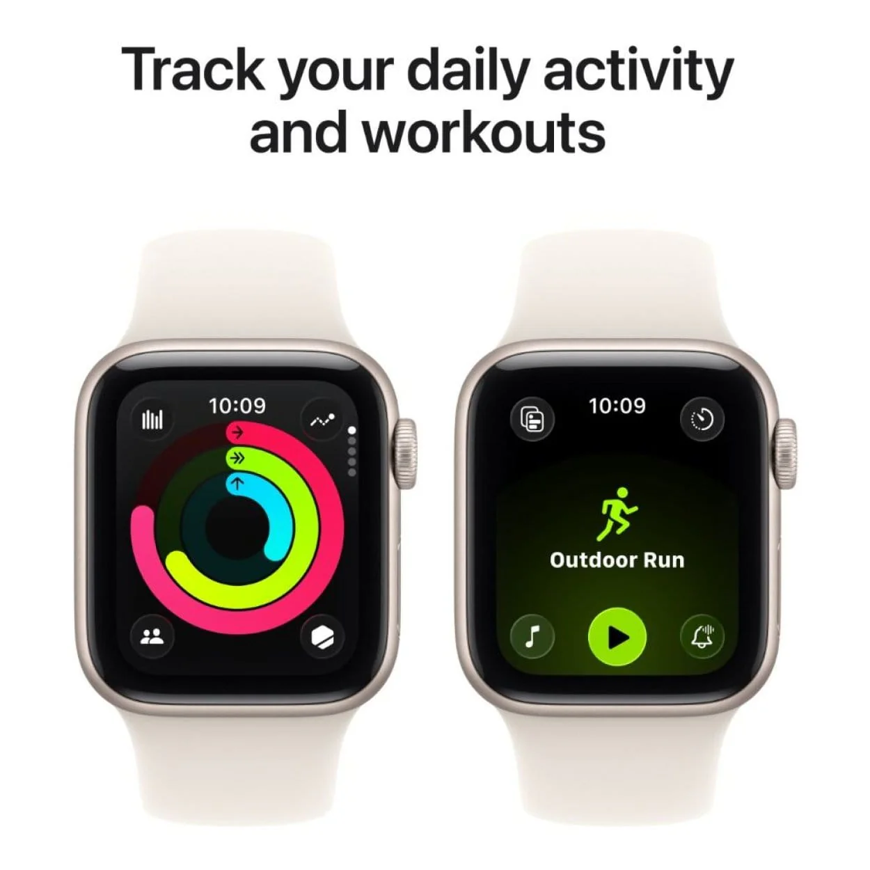 Apple Watch SE 3 GPS + Cellular 44mm Starlight Aluminium Case with Starlight Sport Band M/L - Image 3