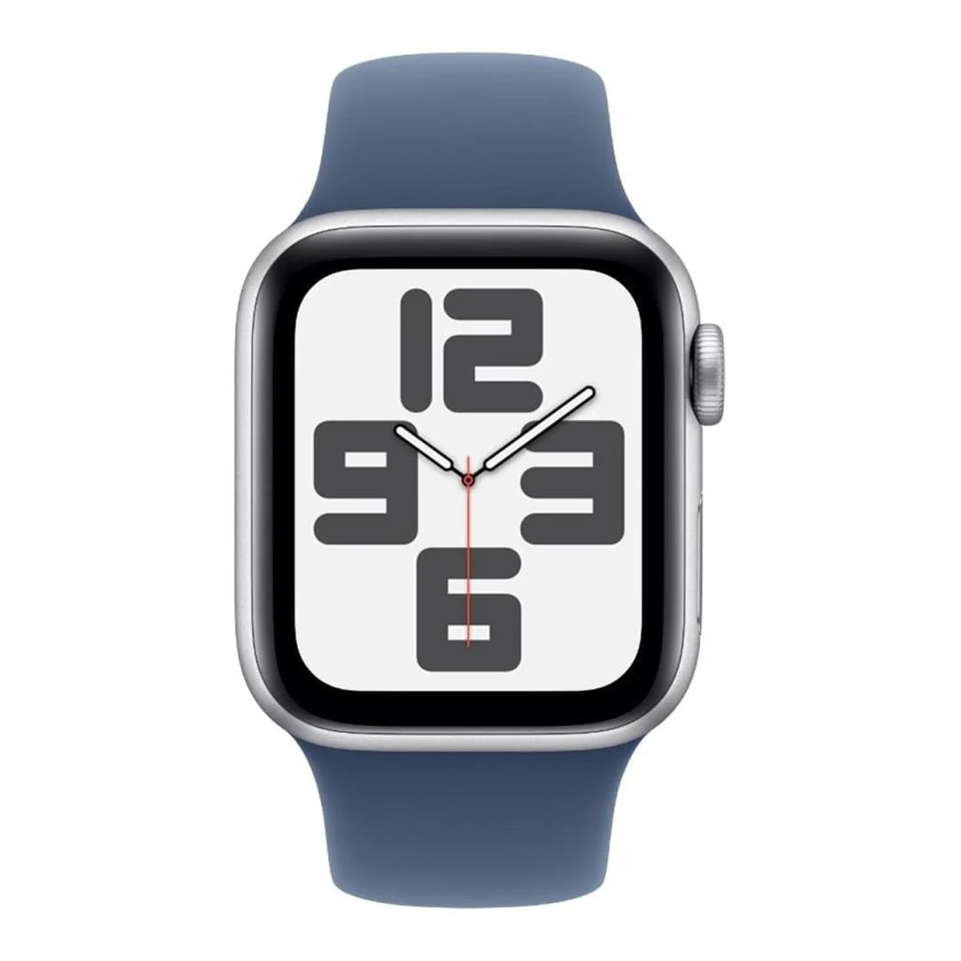Apple Watch SE GPS 40mm Silver Aluminium Case with Denim Sport Band M/L MXED3QA/A