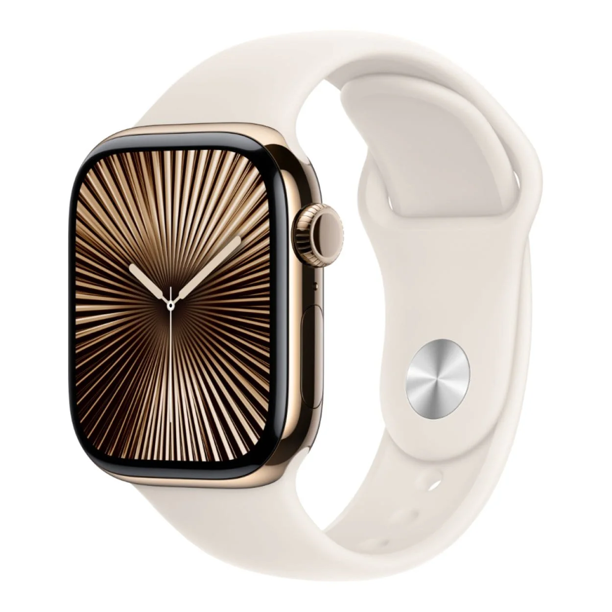 Apple Watch Series 10 GPS + Cellular 46mm Gold Titanium Case with Starlight Sport Band M/L MWYY3QA/A - Image 2