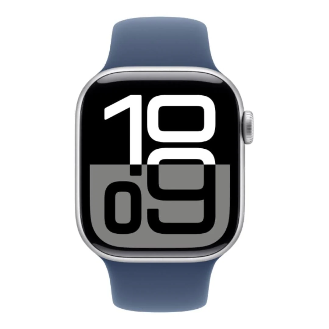 Apple Watch Series 10 GPS LTE 42mm Silver Aluminium Case with Denim Sport Band - Medium/Large MWX43QA/A