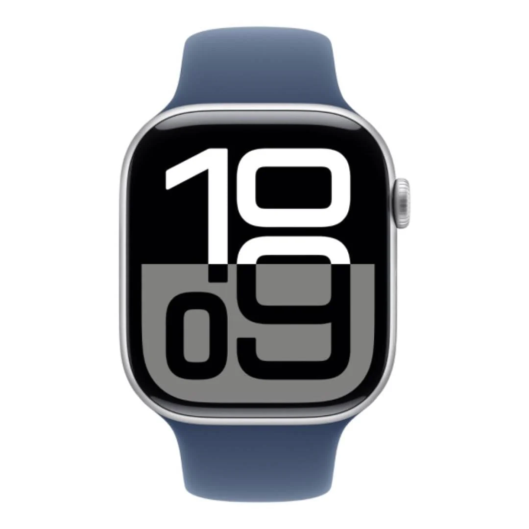 Apple Watch Series 10 GPS LTE 46mm Silver Aluminium Case with Denim Sport Band - Medium/Large MWY13QA/A