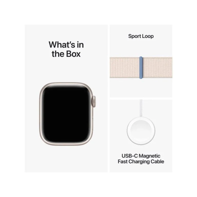 Apple Watch Series 9 GPS 41mm Starlight Aluminium with Starlight Sport Loop - Image 4