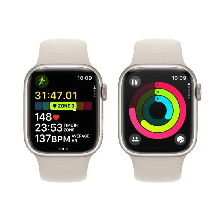 Apple Watch Series 9 GPS 4G 41mm Starlight Aluminium with Starlight Sport Band M/L - Image 4