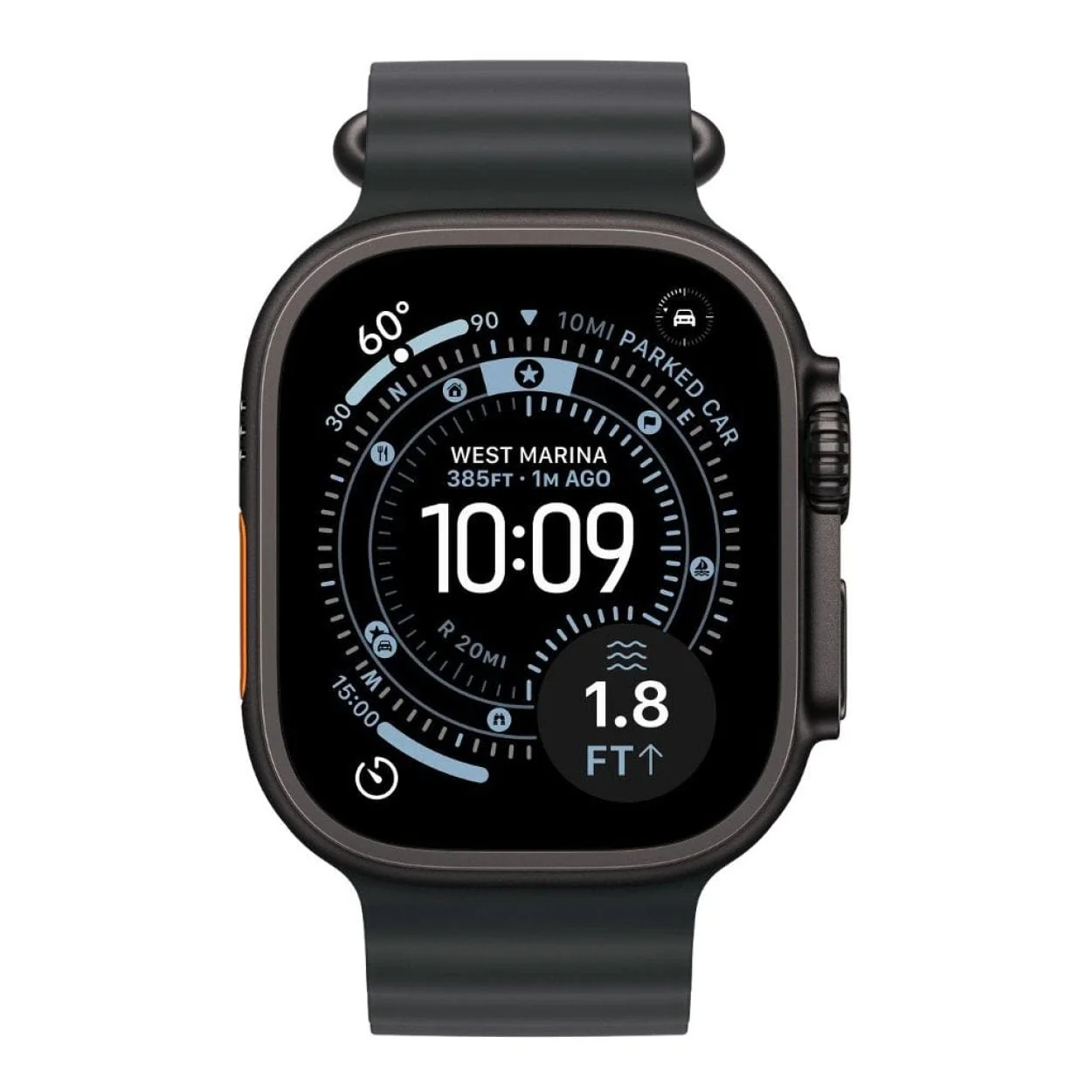 Apple Watch Ultra 3 GPS + Cellular 49mm Black Titanium Case with Black Ocean Band MF0J4AF/A - Image 2