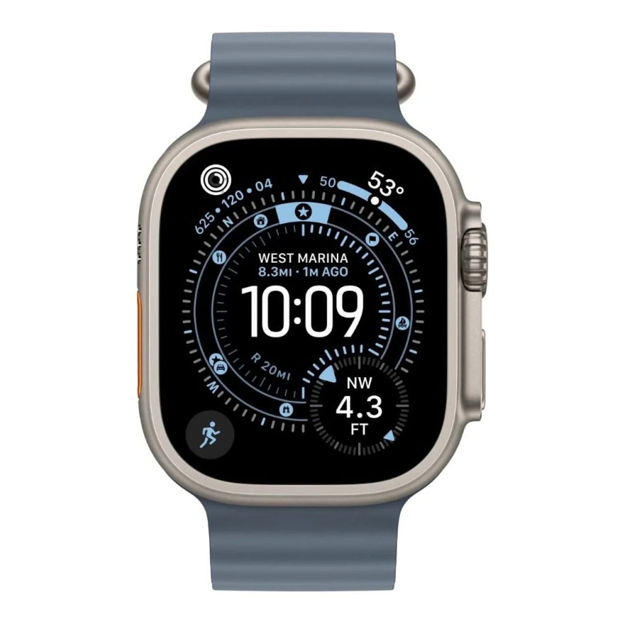 Apple Watch Ultra 3 GPS + Cellular 49mm Natural Titanium Case with Anchor Blue Ocean Band - Image 2
