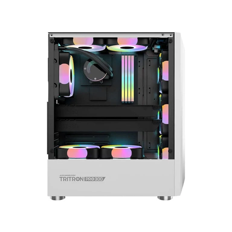 Armaggeddon Tritron PRO 300 Gaming PC Case with 3xARGB Fans White TRITONPRO300WHT - Image 3