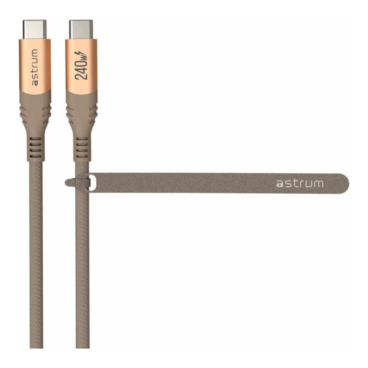Astrum VMCC240 2m Braided 240W USB-C Male to Male Cable Gold AVMCC24020G - Image 2