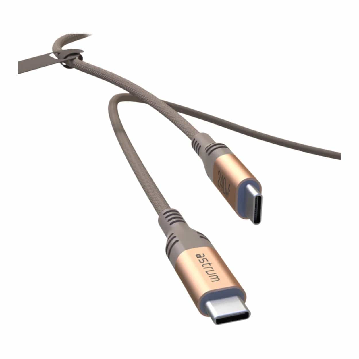 Astrum VMCC240 2m Braided 240W USB-C Male to Male Cable Gold AVMCC24020G - Image 4