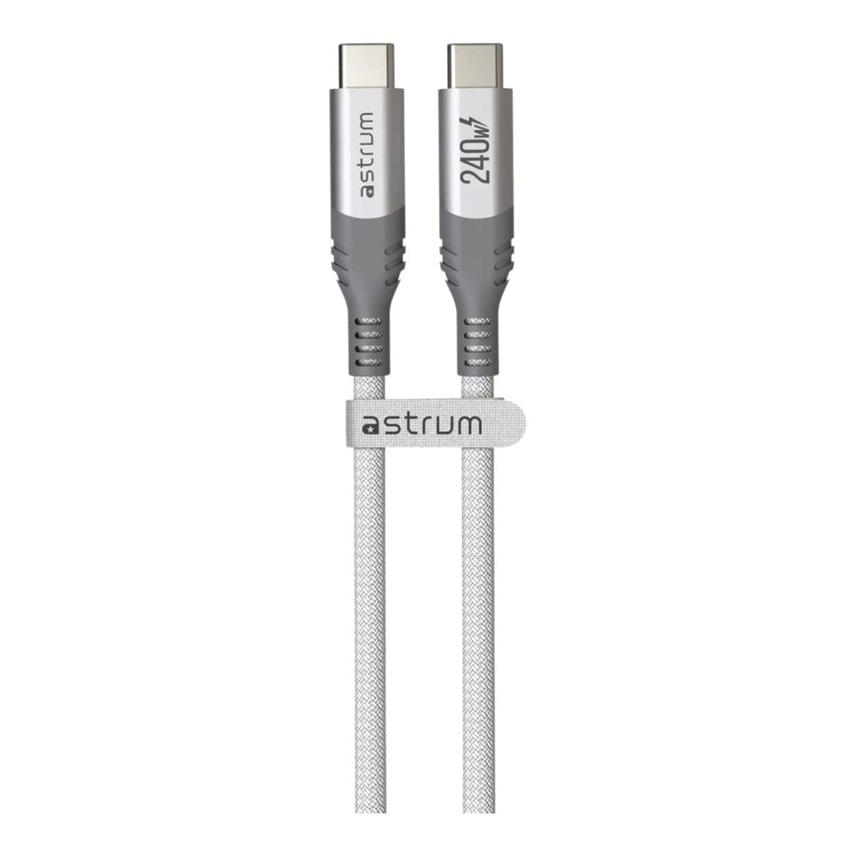 Astrum VMCC240 2m Braided 240W USB-C Male to Male Cable White AVMCC24020W - Image 3