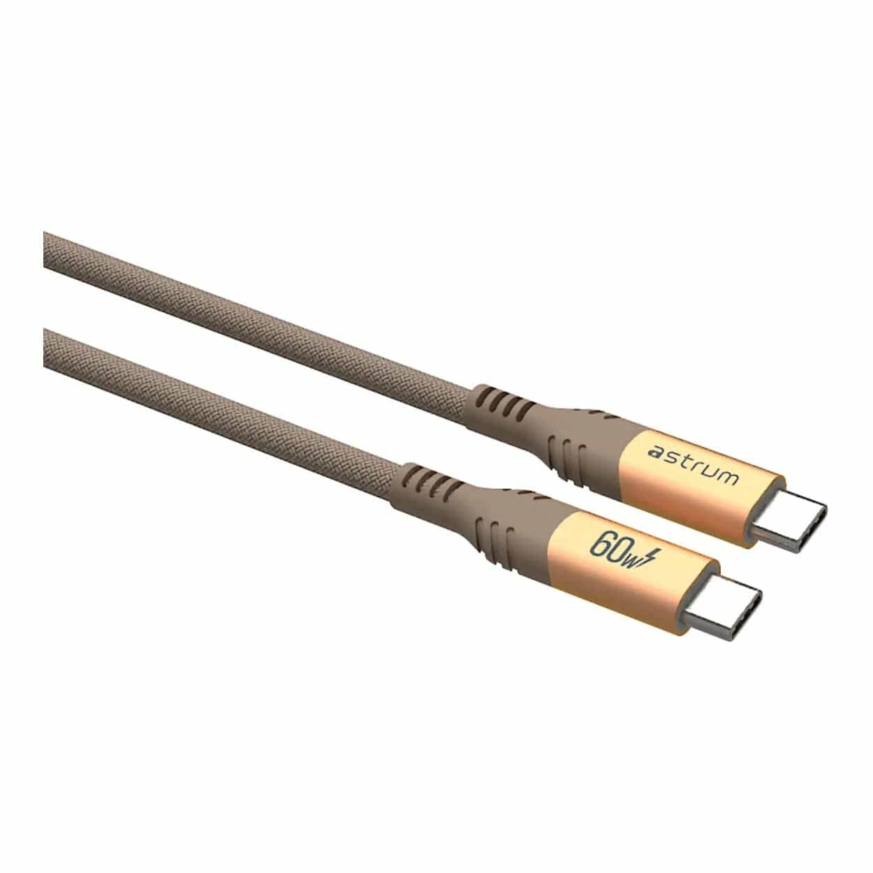 Astrum VMCC60 2m Braided 60W USB-C Male to Male Cable Gold AVMCC6020G - Image 3
