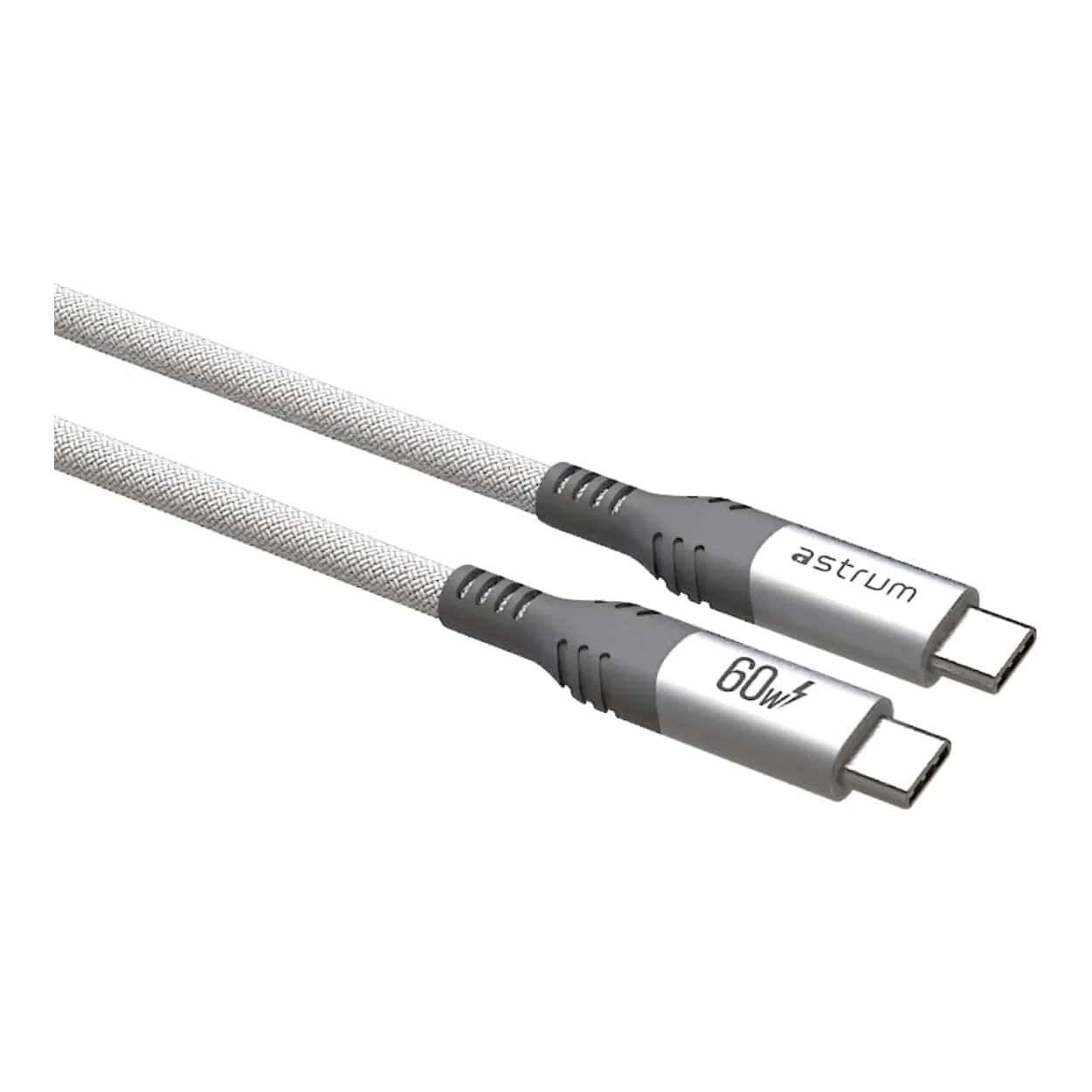 Astrum VMCC60 2m Braided 60W USB-C Male to Male Cable White AVMCC6020W - Image 3