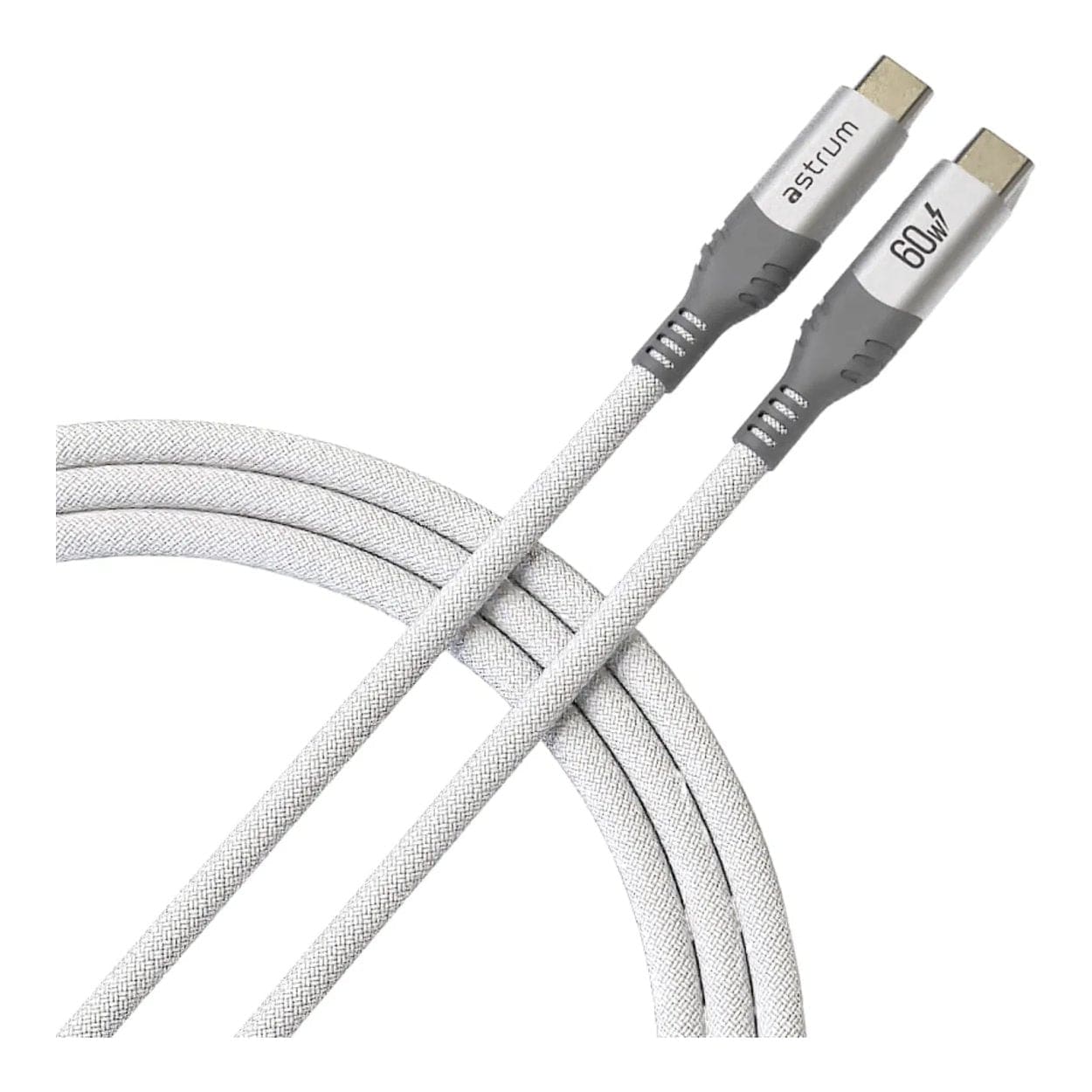 Astrum VMCC60 2m Braided 60W USB-C Male to Male Cable White AVMCC6020W - Image 4