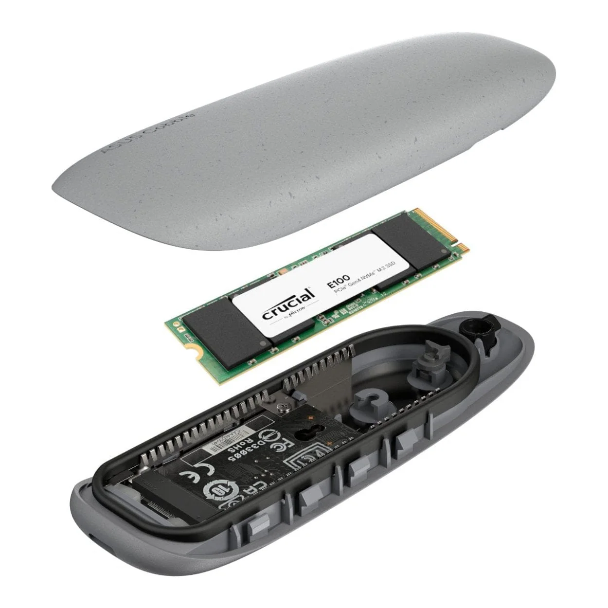 ASUS Cobble M.2 SSD Type-C Enclosure with Crucial E100 1TB NVMe SSD Bundle Grey COBBLE-1TB-BUNDLE-G - Image 3