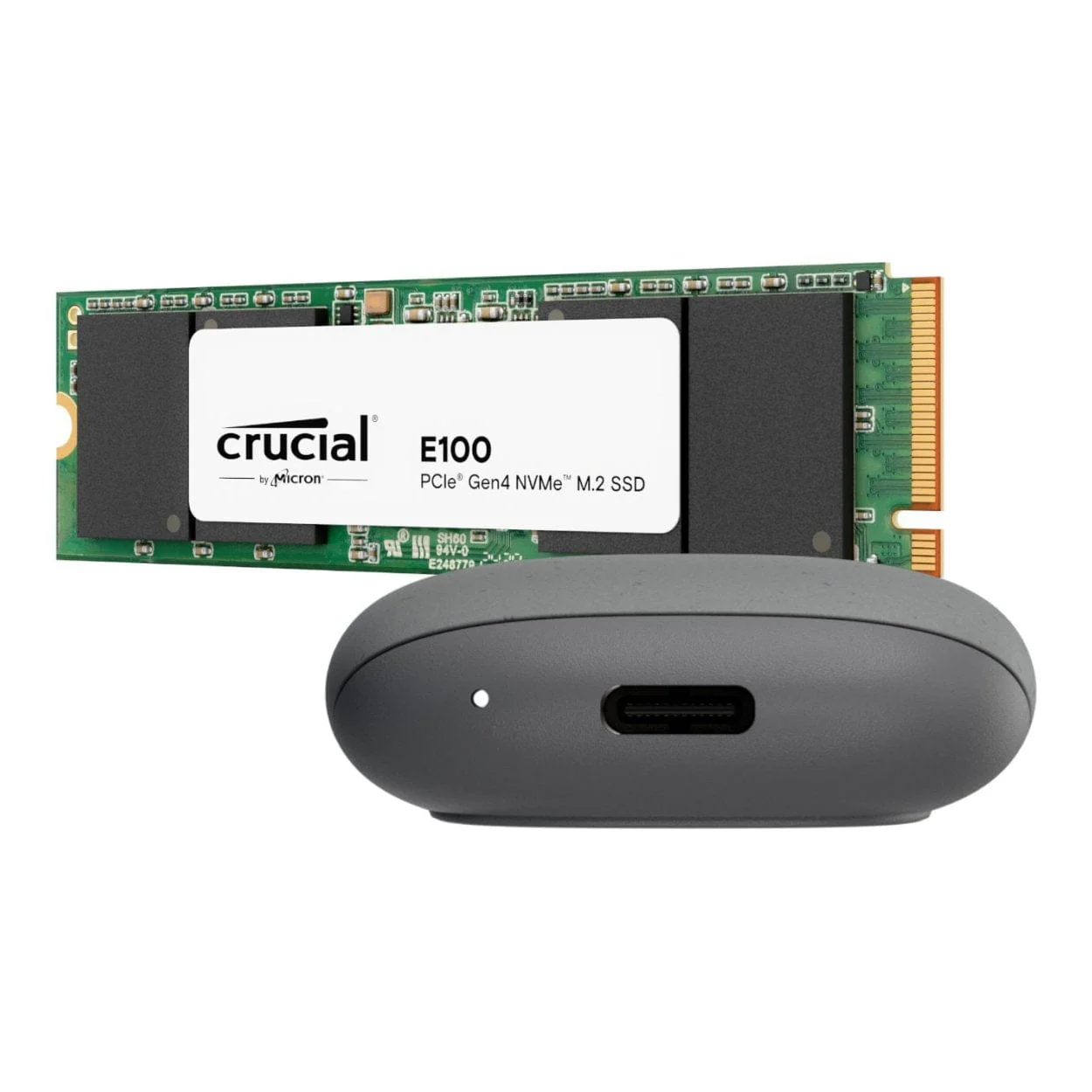 ASUS Cobble M.2 SSD Type-C Enclosure with Crucial E100 2TB NVMe Bundle Grey COBBLE-2TB-BUNDLE-G - Image 2