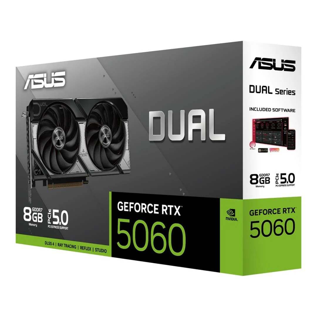 ASUS Dual GeForce RTX 5060 8GB GDDR7 Graphics Card 90YV0N13-M0NA00