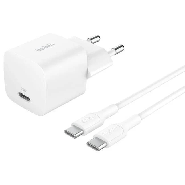 Belkin Boostcharge 25W USB-C Wall Charger with USB-C Cable White WCA012KQ1MWH-B6 - Image 2