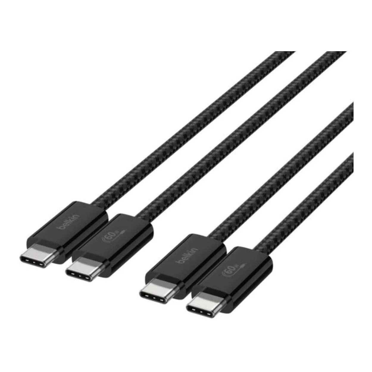 Belkin BoostCharge 60W USB-C to USB-C Cable 2-pack Black BBD008HQ05BK2PK - Image 2