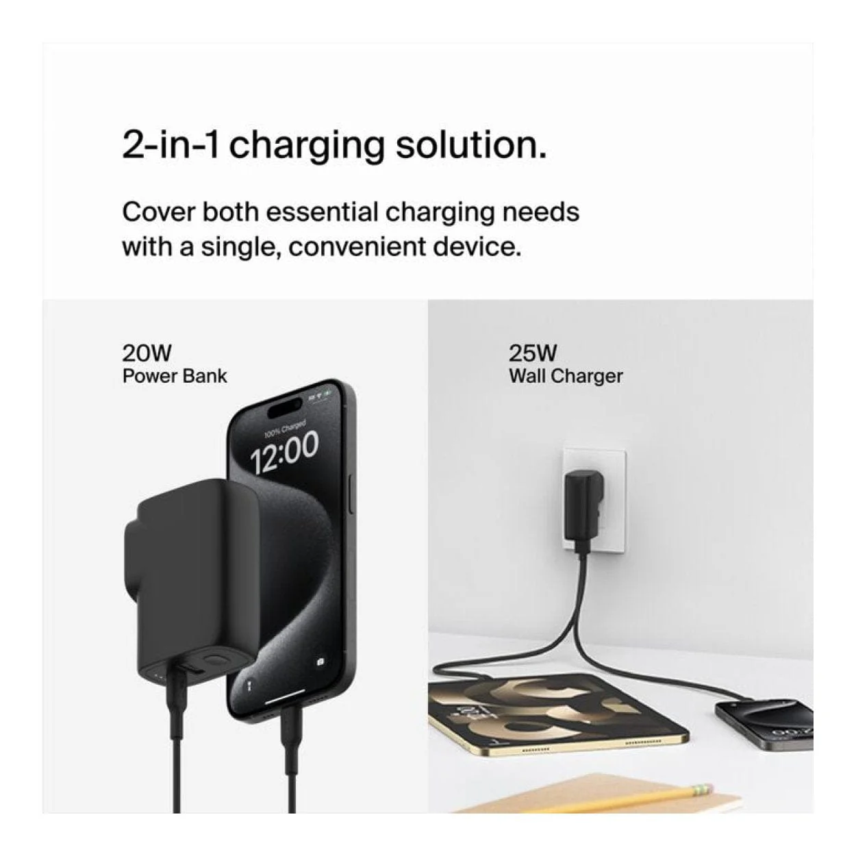 Belkin BoostCharge Hybrid 25W Wall Charger with 5000mAh Powerbank BPZ003BT1MBK-B6 - Image 6