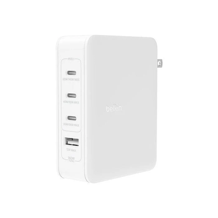 Belkin BoostCharge Pro 140W AC 4-port GaN Universal Wall Charger - White WCH014BTWH - Image 2