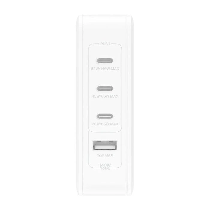Belkin BoostCharge Pro 140W AC 4-port GaN Universal Wall Charger - White WCH014BTWH - Image 3