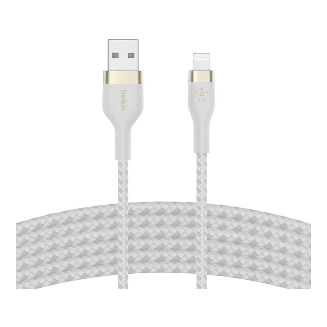 Belkin BoostCharge Pro Flex USB-A Cable with Lightning Connector White CAA010BT3MWH