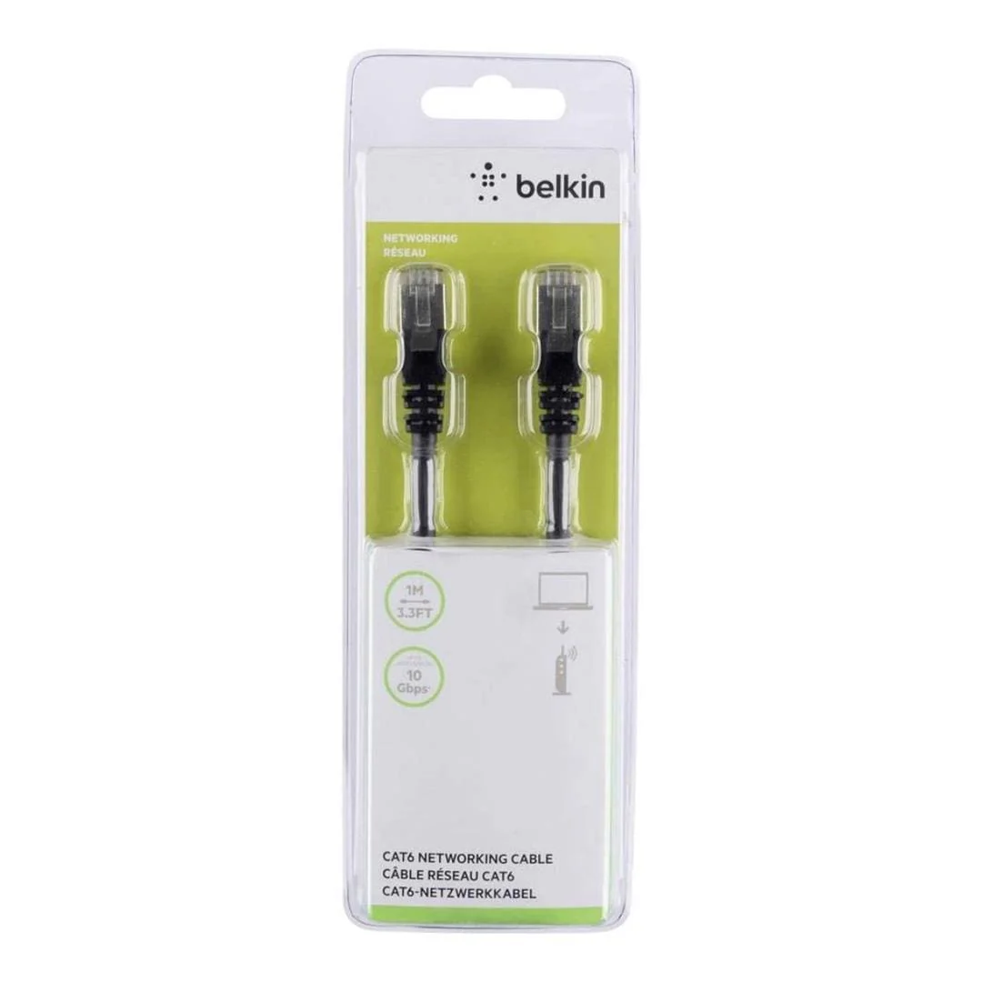Belkin RJ45 Male to Male CAT6 Network Cable 1m Black A3L981BT01MBKHS