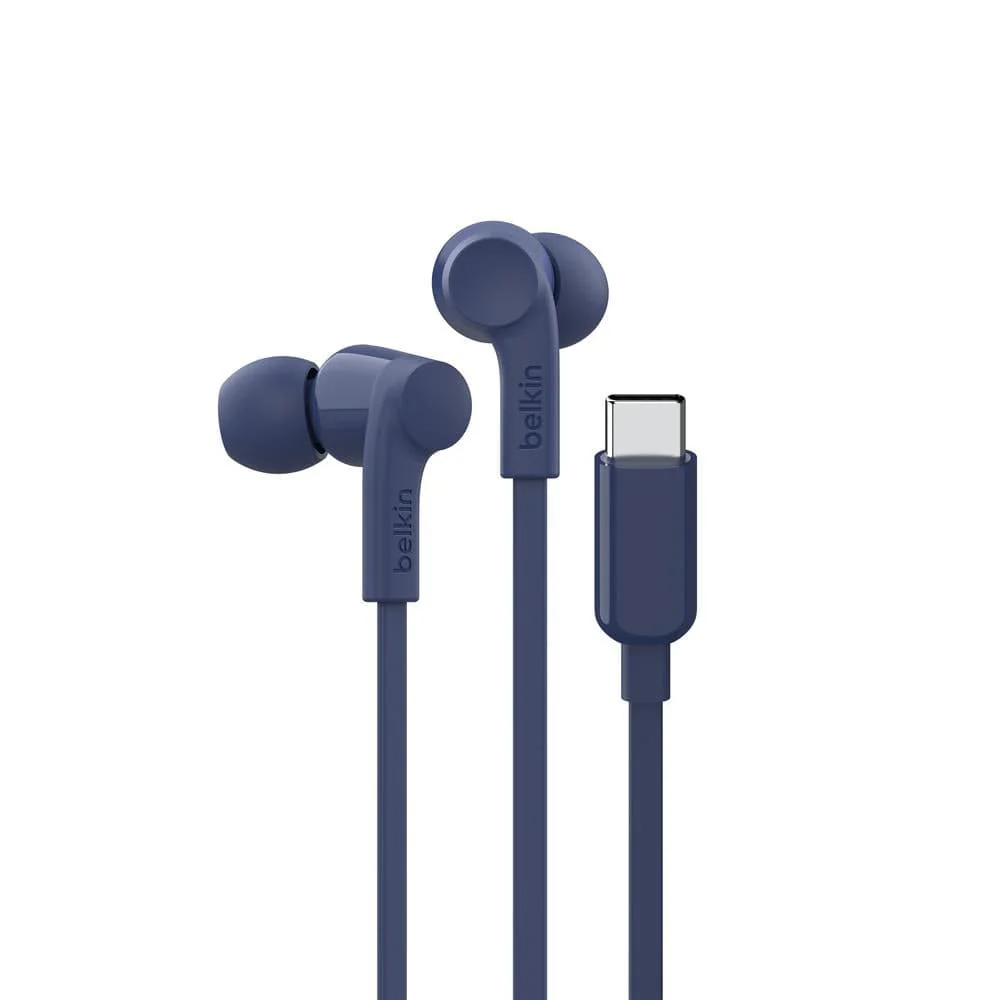 Belkin SoundForm USB-C Wired Earbuds with Adjustable Volume Limiter Blue G3H0002HQBLV2