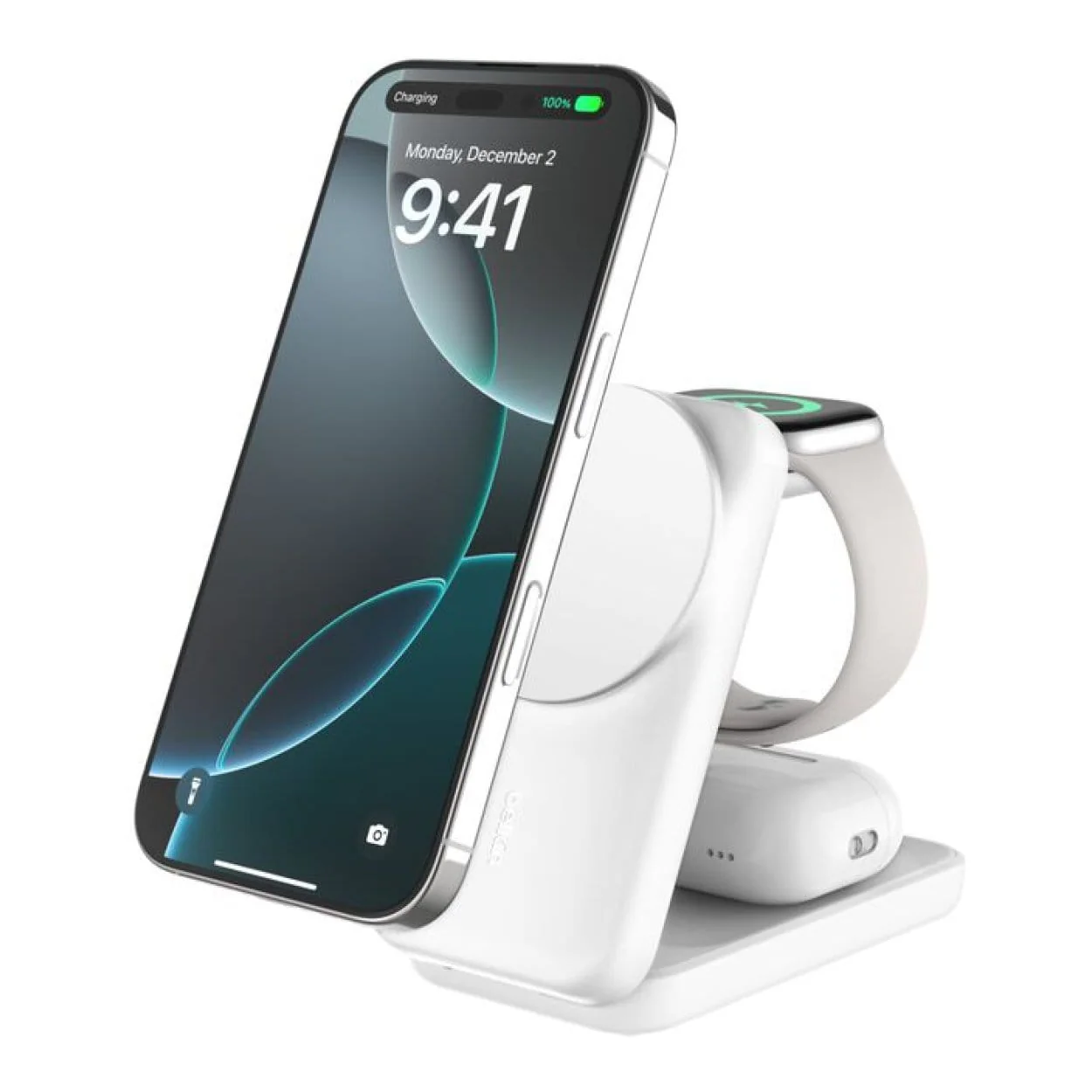 Belkin UltraCharge 25W 3-in-1 Qi2 Square Magnetic Charger White WIZ036KQWH - Image 2