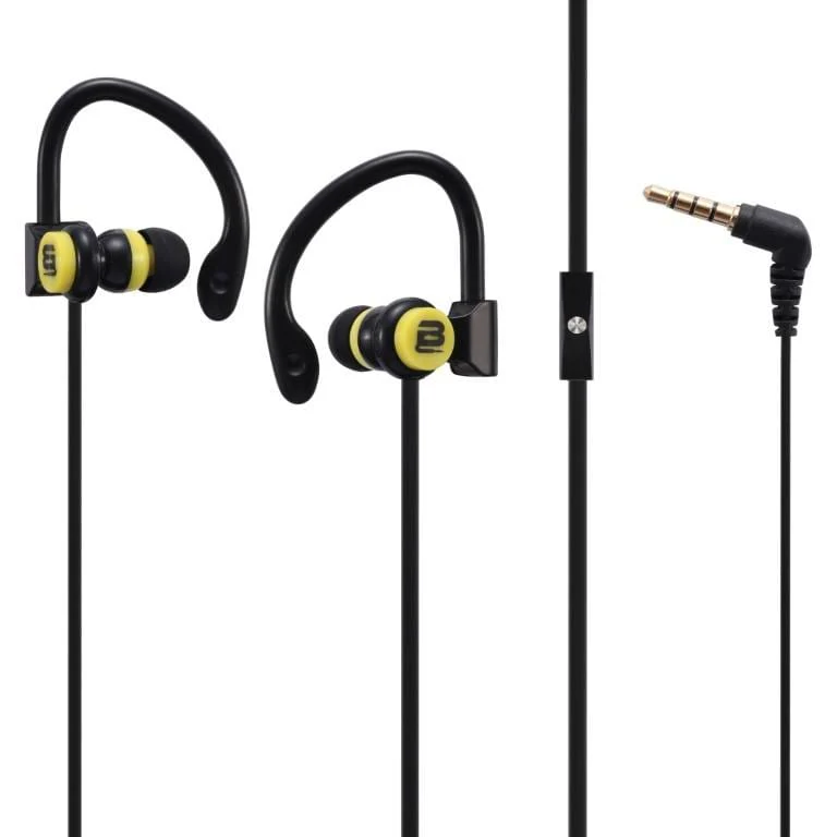 Bounce Break Series Hook-on In-Ear Earphones Black-Yellow BO-1004-BKYL - Image 2