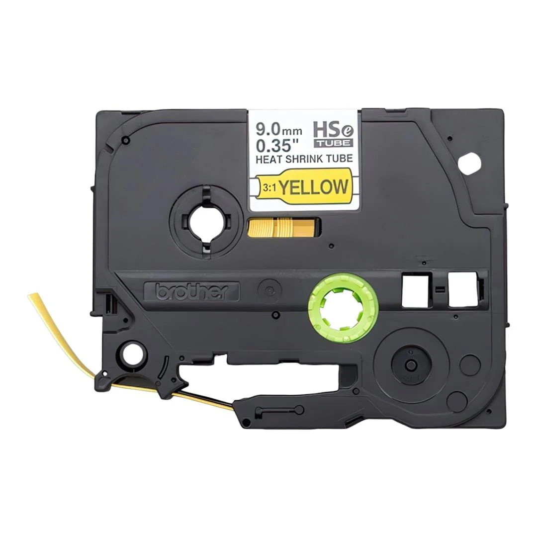 Brother HSE-621E 9mm Heat Shrink Tube Label - Black on Yellow