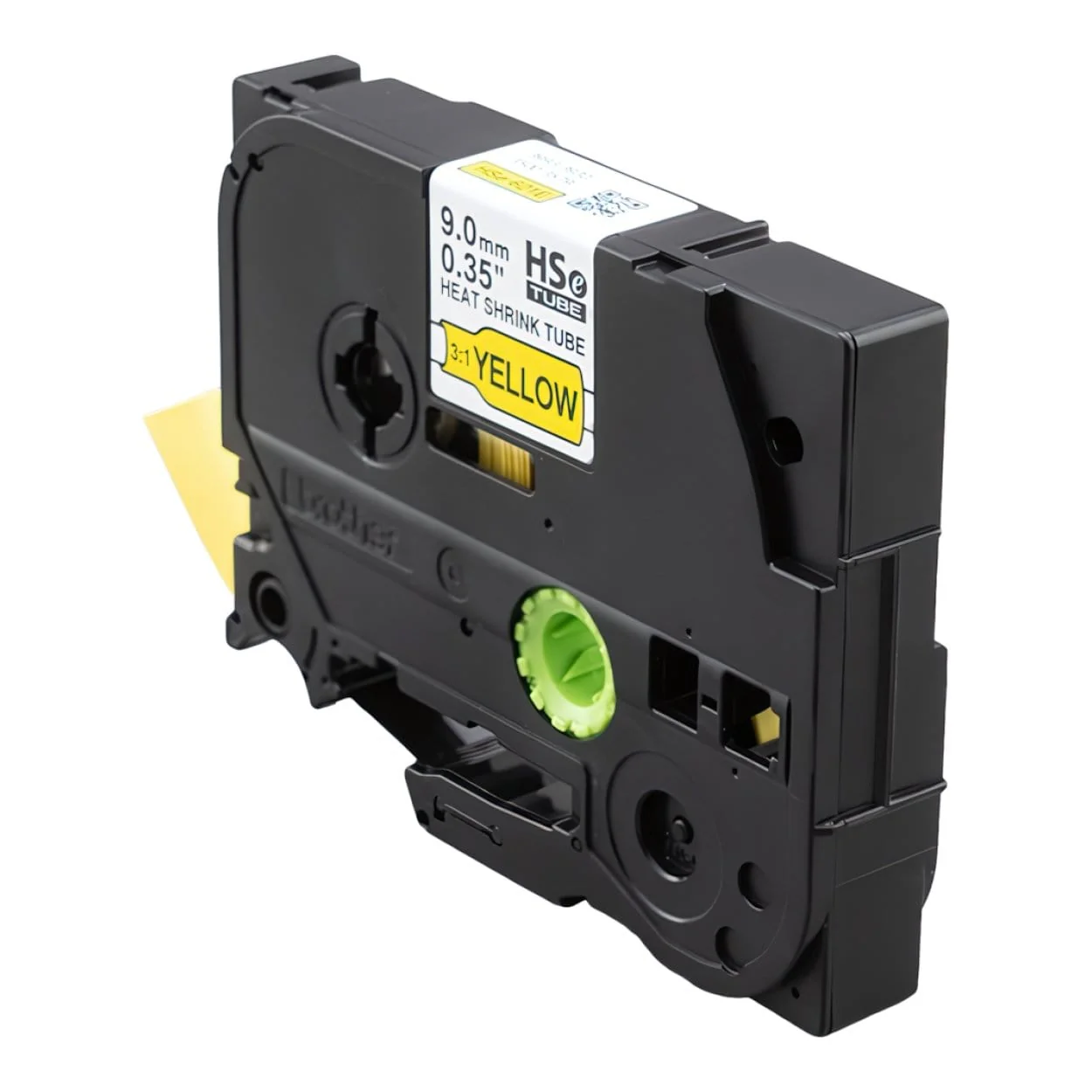Brother HSE-621E 9mm Heat Shrink Tube Label - Black on Yellow - Image 2