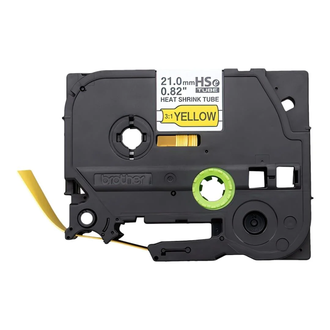 Brother HSE-651E 21mm Heat Shrink Tube Label - Black on Yellow