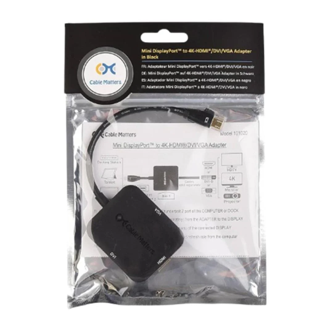 Cable Matters 3-in-1 Mini DisplayPort Adapter 101020-BLACK