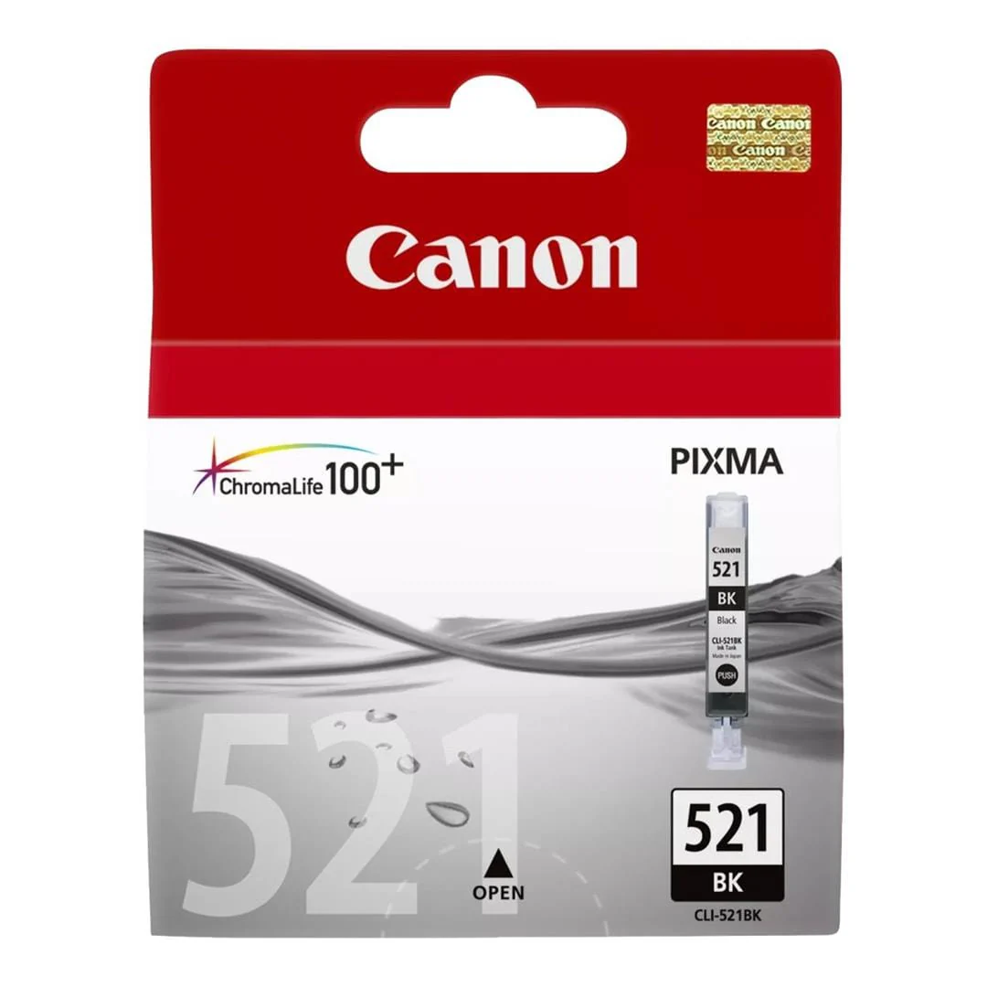 Canon CLI-521BK Black Printer Ink Cartridge Original 2933B004 Single-pack - Image 2