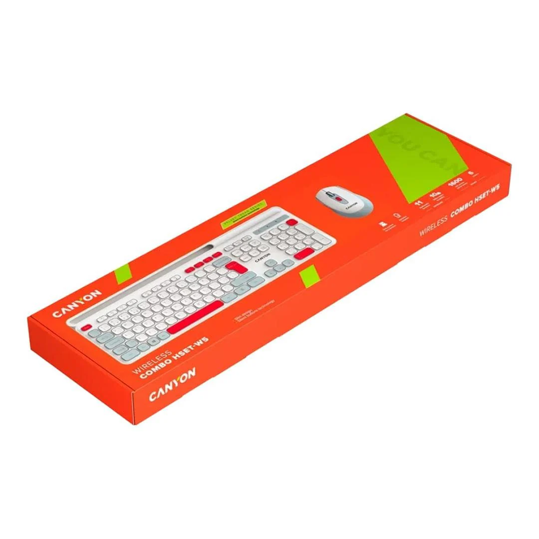 Canyon HSET-W5 Wireless Keyboard and Mouse Combo White CNS-HSETW5WT