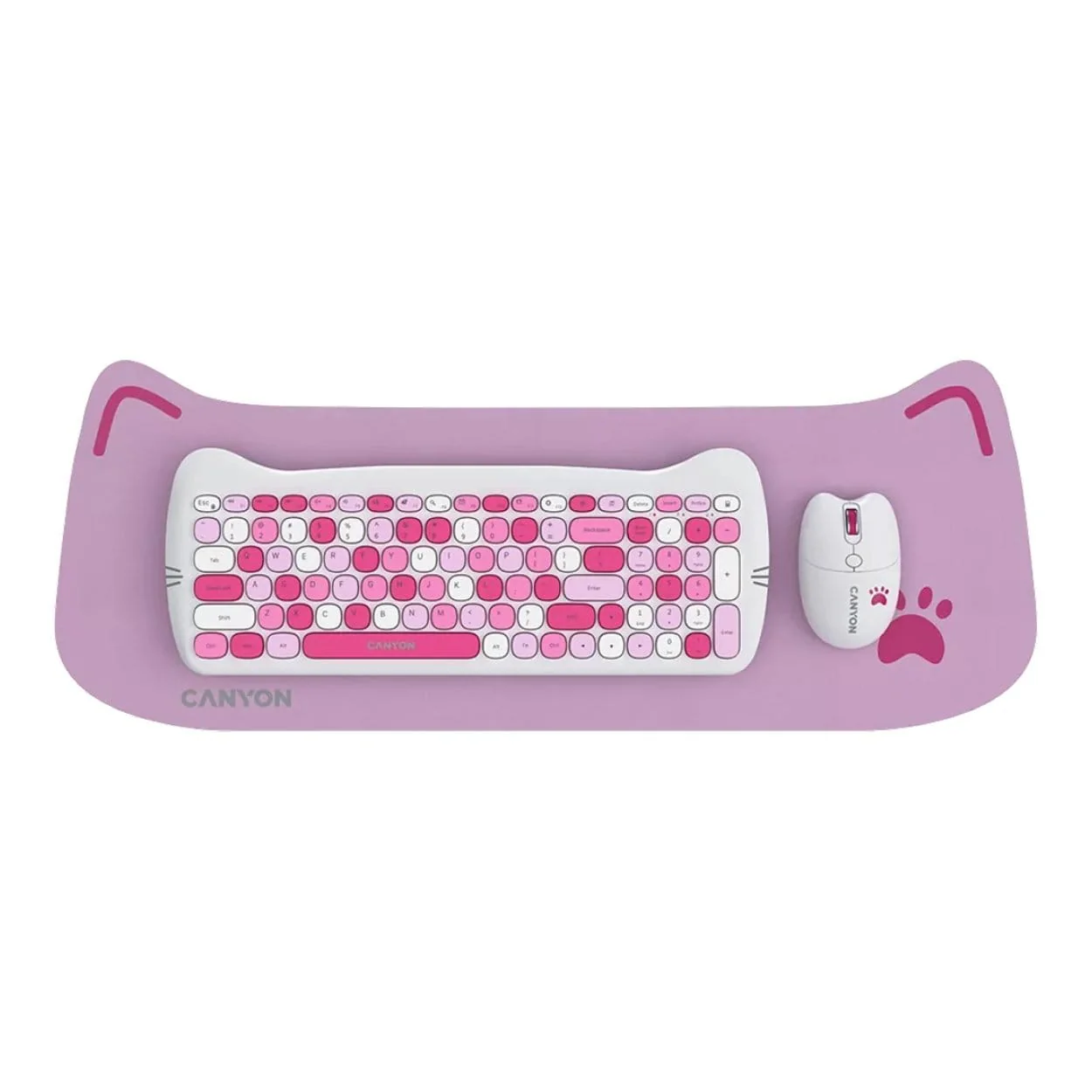 Canyon HSET-W6 Kitty Edition Wireless Keyboard and Mouse Combo Pink CNS-HSETW6PK - Image 2