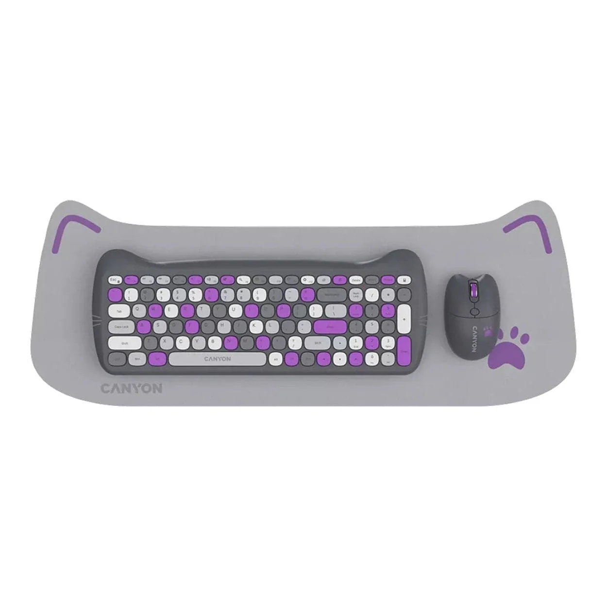 Canyon HSET-W6 Wireless Gaming Combo - Kitty Edition Violet CNS-HSETW6VT - Image 2