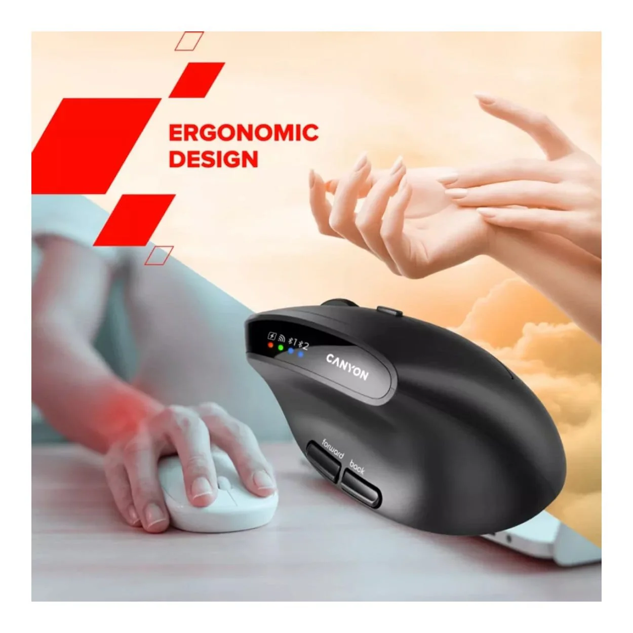 Canyon MW-25 Vertical Wireless Mouse Black CNS-CMSW25 - Image 8